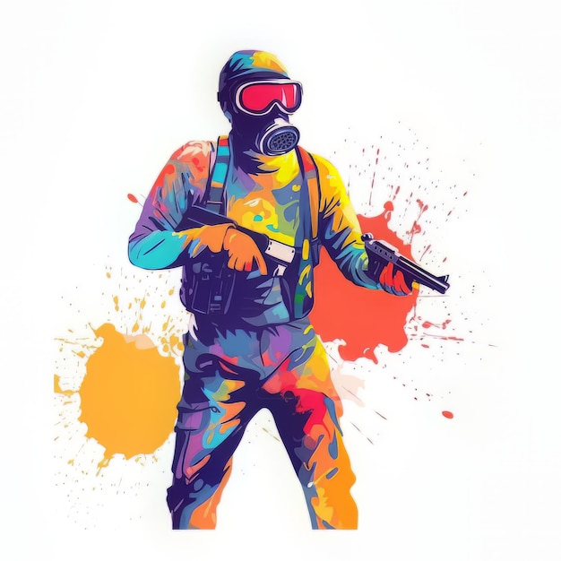 paintball gamer illustratie