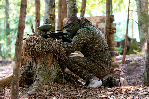 Paintball sniper ready for shooting