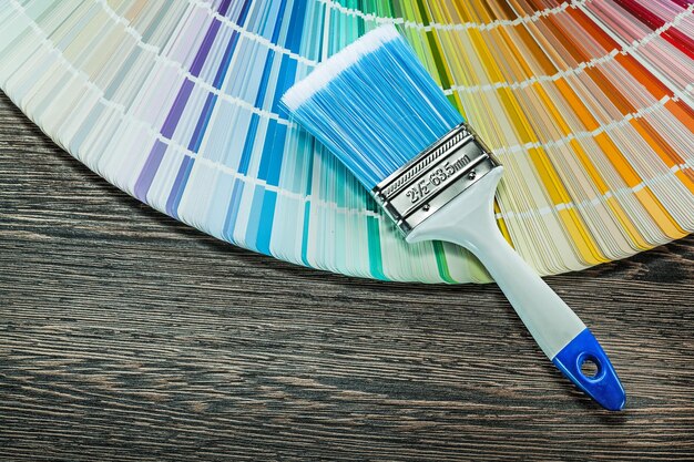 Paintbrush color palette on wood board