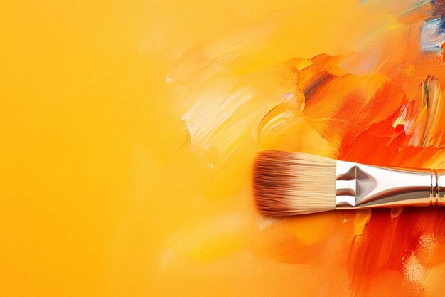 Photo paintbrush on orange background