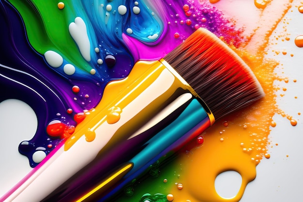 Paintbrush in a paint splash