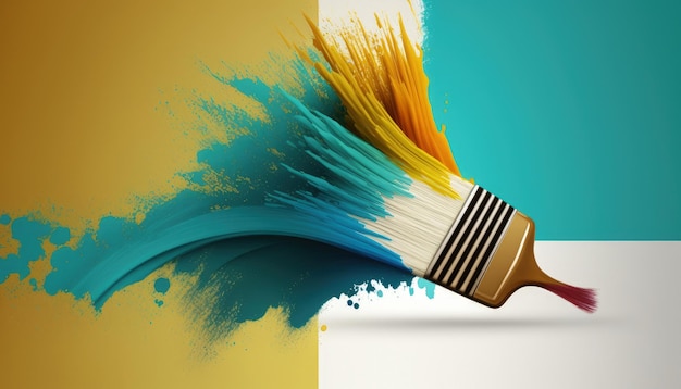 A paintbrush with a blue paint brush on it