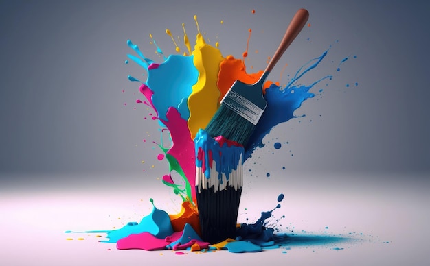 A paintbrush with paint splatters on it