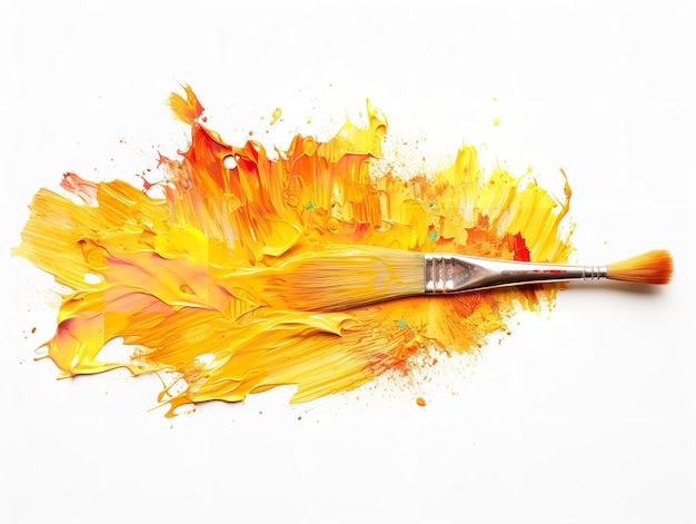 Photo paintbrush with vibrant paints creativity in color isolated on white background ai generated