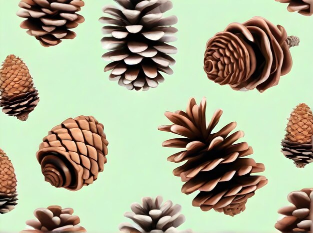 Painted background of a fir cone knolling realistic with pastel tones Generative AI Generated