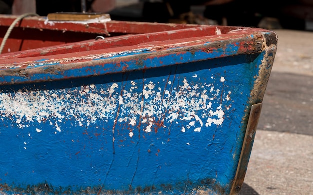 Painted blue boat in Camara de Lobos Madiera