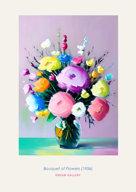 Нарисованный букет цветов Художественная печать Уникальный плакат для печати