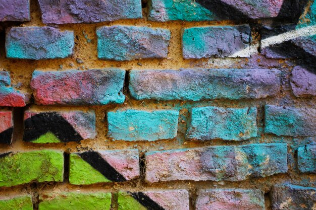 Painted brick wall colorful artistic background