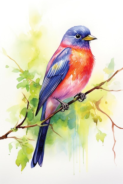 Painted bunting bird watercolor watercolor highly colorful