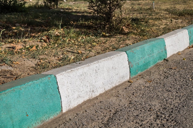 Painted concrete curbs in the park