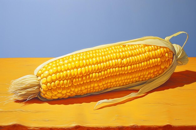 Photo painted corn on yellow surface