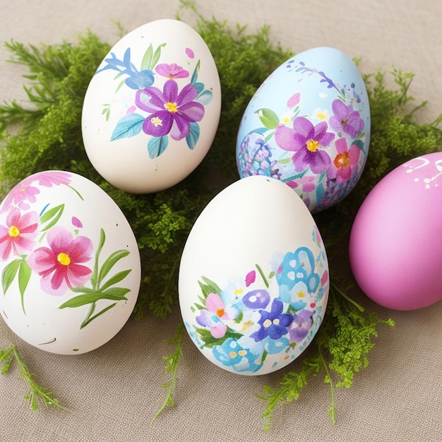 рисованное пасхальное яйцо с цветами