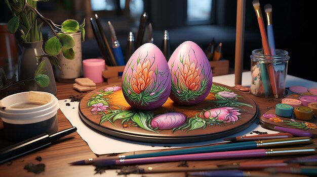 painted easter eggs HD 8K wallpaper Stock Photographic Image