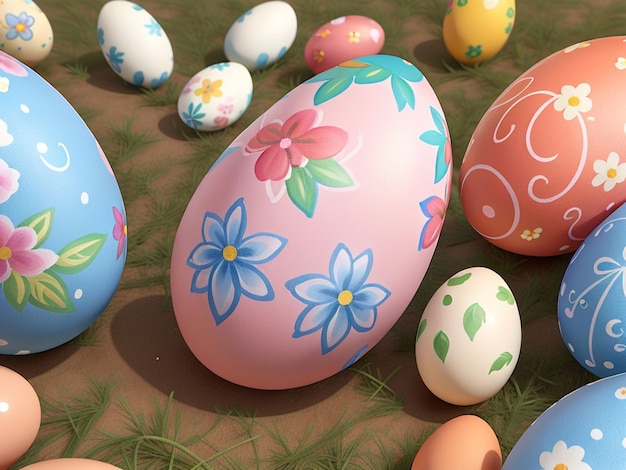 painted eggs with floral