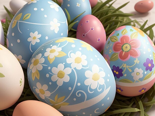 painted eggs with floral