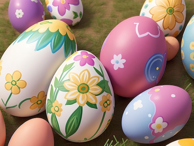 painted eggs with floral