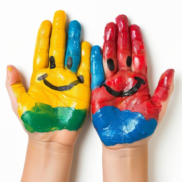 Painted Faces on Hands