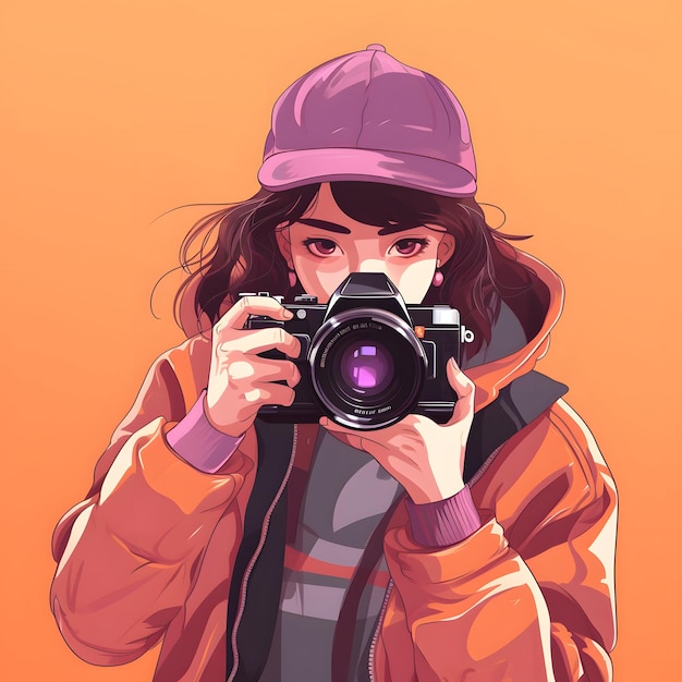 Painted girl with camera