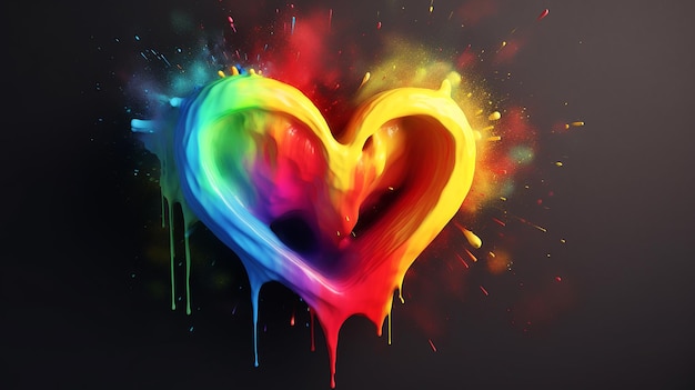 painted heart with rainbow colors