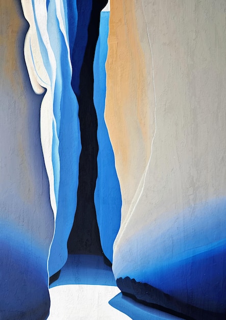 Painted Modern Abstract Blue Canyon Canvas Art Print