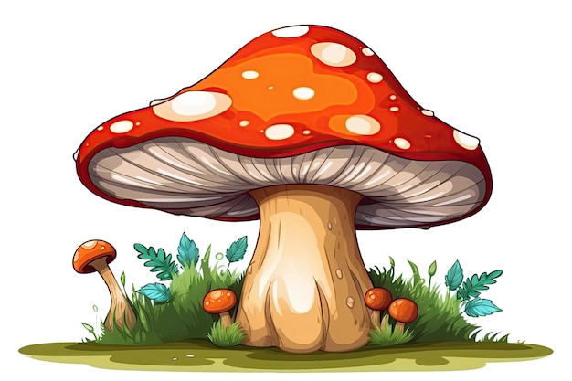 격리 된 흰색 배경에 그려진 버섯 파리 agaric amanita toadstool 생성 AI 그림