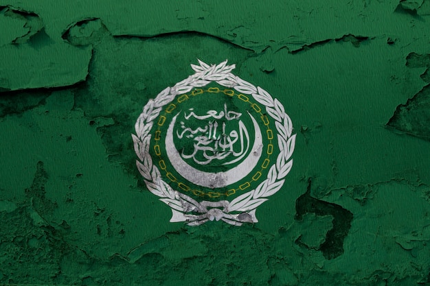 Painted national flag of Arab League on a concrete wall