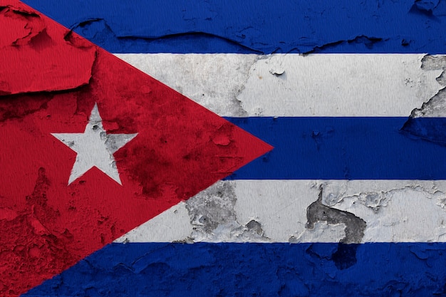 Painted national flag of Cuba on a concrete wall