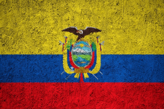 Photo painted national flag of ecuador on a concrete wall