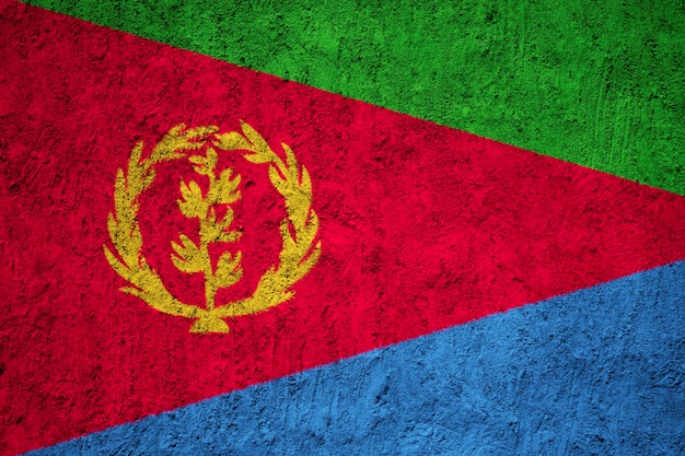 Painted national flag of Eritrea on a concrete wall