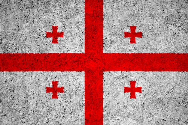 Painted national flag of Georgia on a concrete wall