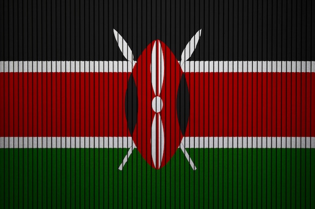 Окрашенный национальный флаг Кении на бетонную стену