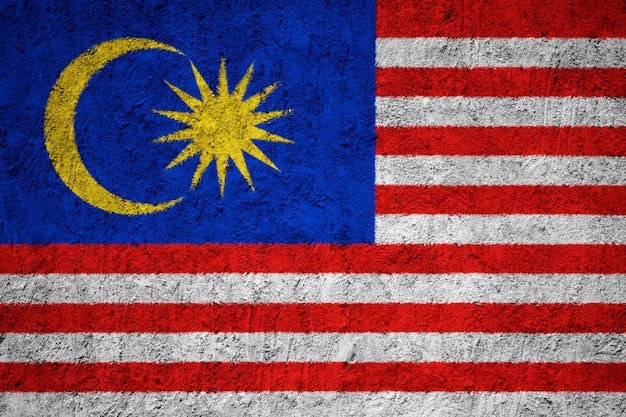 Painted national flag of Malaysia on a concrete wall