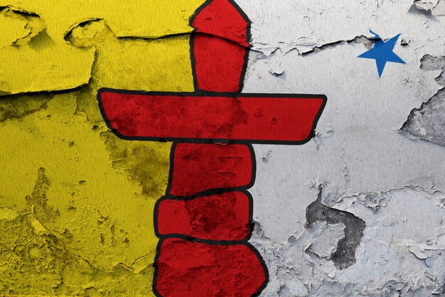 Painted national flag of Nunavut on a concrete wall