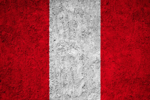 Painted national flag of peru on a concrete wall