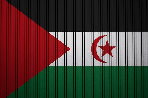 콘크리트 벽에 Sahrawi 아랍 민주 공화국의 국기를 그린