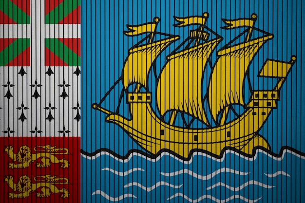 Painted national flag of Saint Pierre and Miquelon on a concrete wall