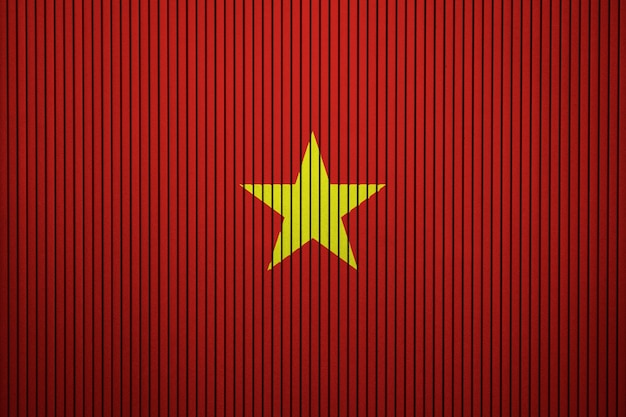 Painted national flag of Vietnam on a concrete wall