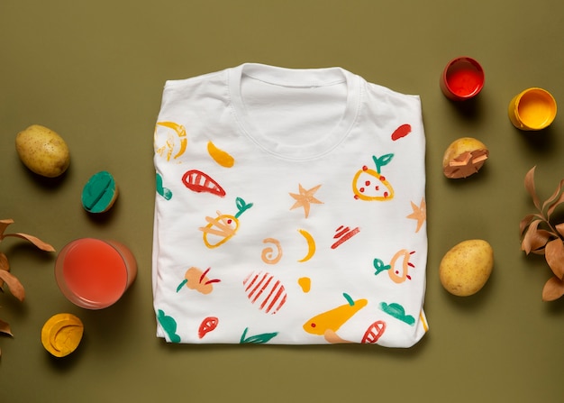 Premium Photo | Painted plain white t-shirt with colorful design