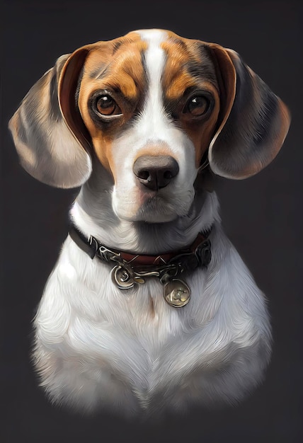 Painted portrait of a beagle dog