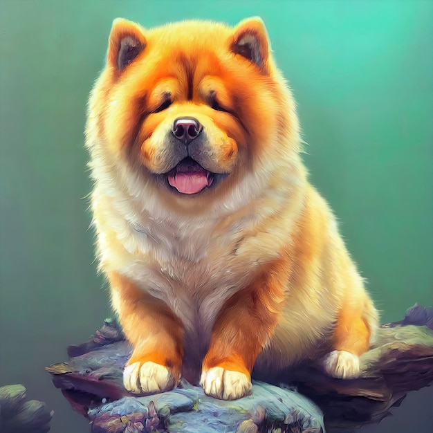 Painted portrait of a Chow Chow dog