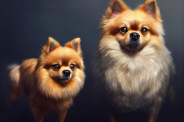 Painted portrait of a Pomerania dog