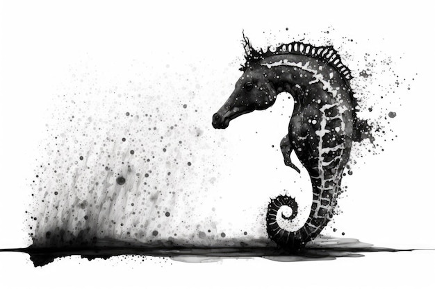 Painted sea horse on a white background