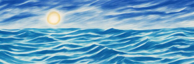 Painted seascape sea waves setting sun ai generation panoramic