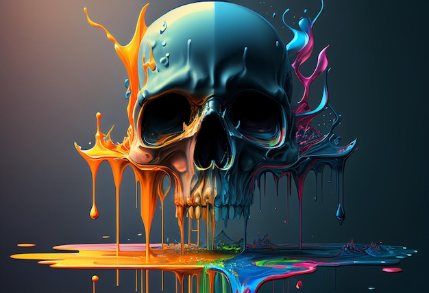 Painted skull illustration Generative AI