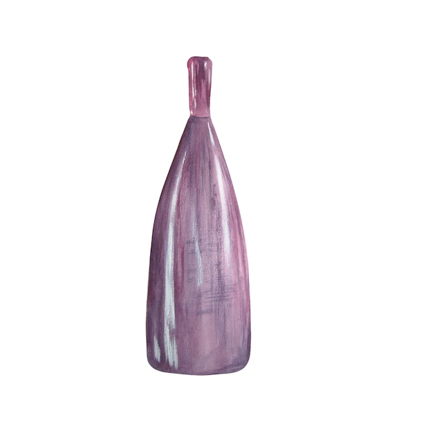 Painted watercolor bottle of wine on a white background. Raster Can be used in various compositions