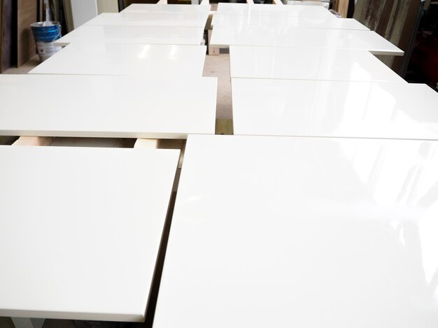 Painted white wooden boards