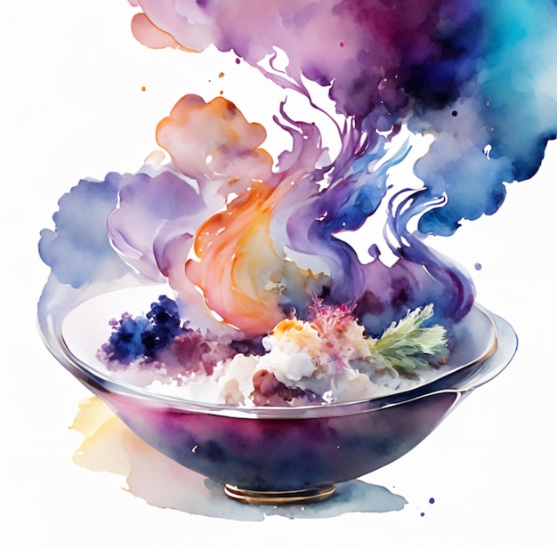 Painted with beautiful watercolors in many colors Culinary Creation Generative AI
