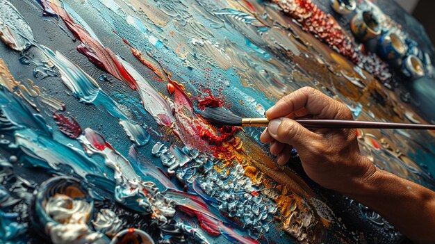 A Painter Creating Abstract Art With The Usa Background