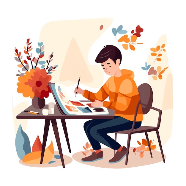 Painter flat modern illustration