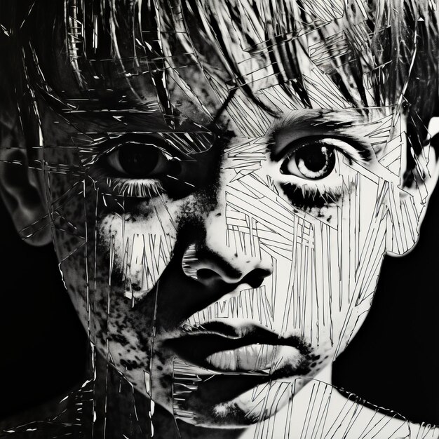 Painterly Strokes Detailed Black And White Children39s Image